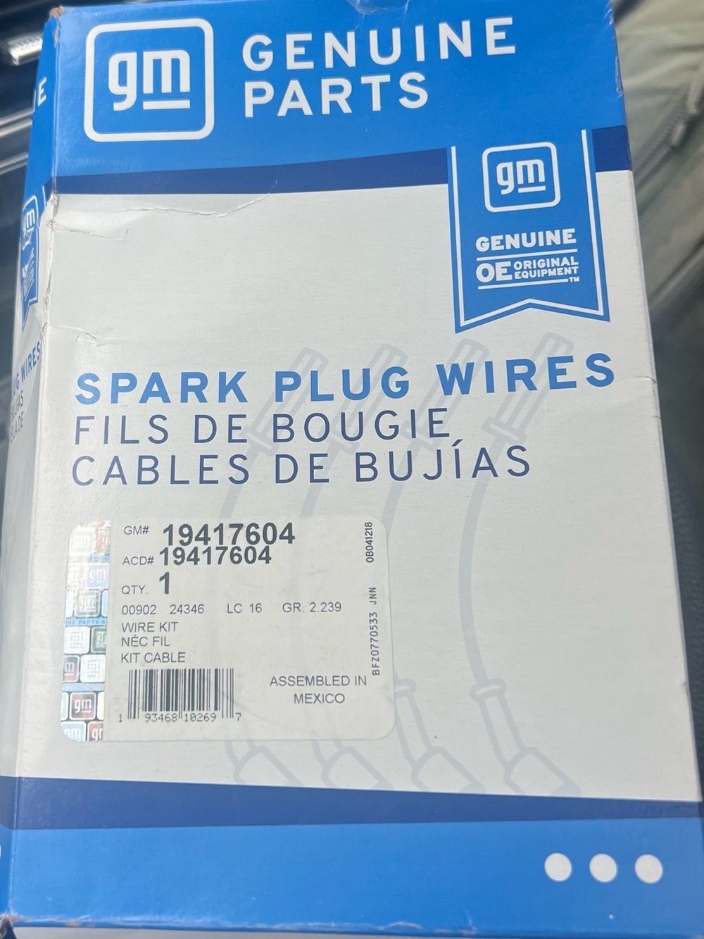 Genuine ACDelco Spark Plug Wire Kit 19417604